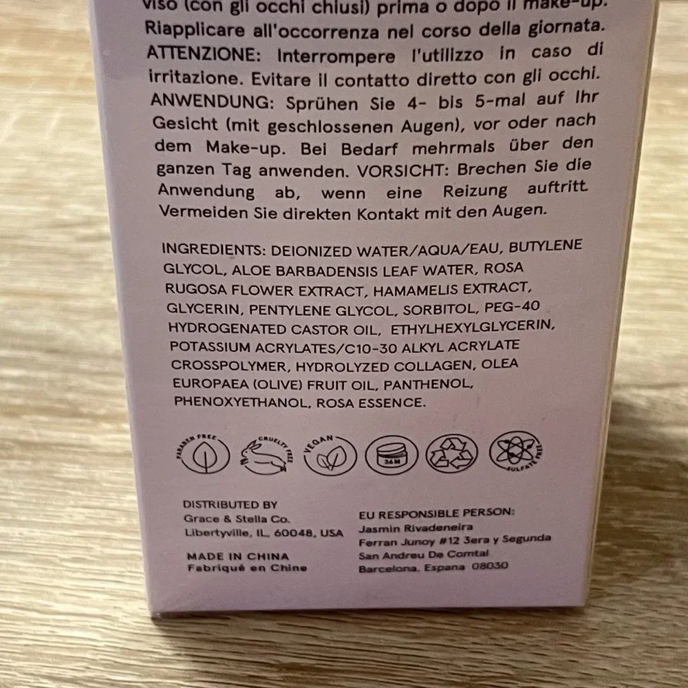 Grace & Stella BNIB Sealed Spray All Day Rose Water Facial Spray Mist 240ml